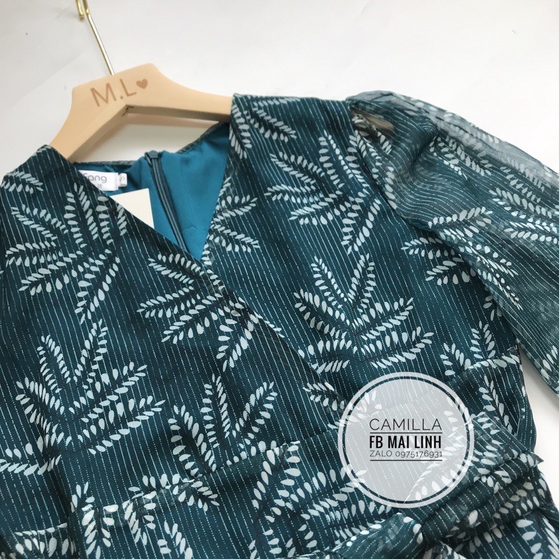 [Mã WASTMAY giảm 15% tối đa 30K đơn 150K] ⚡️BÁN SỈ⚡️Đầm xanh tơ 2 lớp hoạ tiết lá | BigBuy360 - bigbuy360.vn