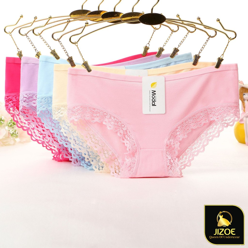 Quần lót nữ cotton phối viền ren dễ thương giá rẻ QLT06