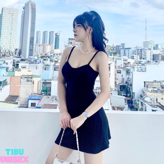 Đầm body 2 dây sexy TIBU, Váy ôm nữ cúp ngực (Có mút) thun gân sang chảnh tôn da