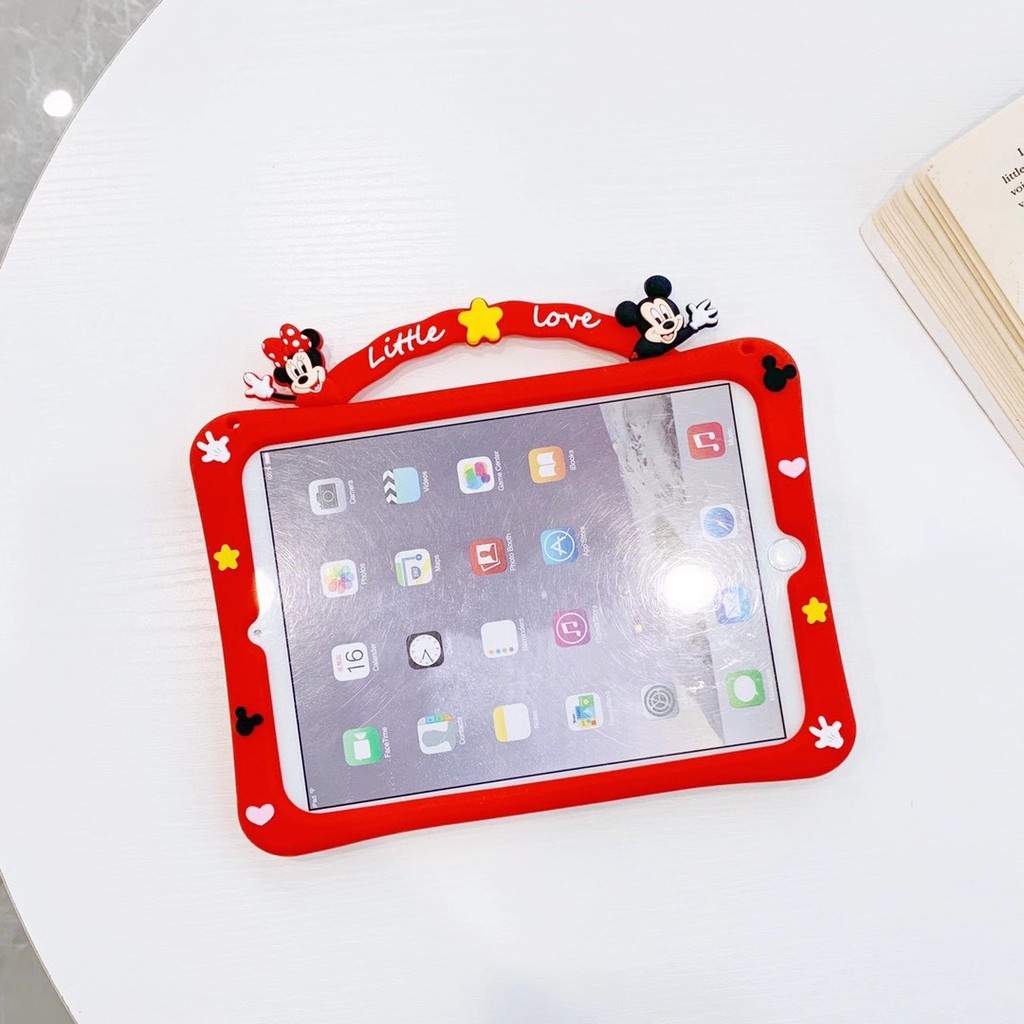 Ốp silicon mềm chống rơi có tay cầm hình chuột Mickey dễ thương cho iPad 5/ipad6/pro//iPad2/3/4/mini5