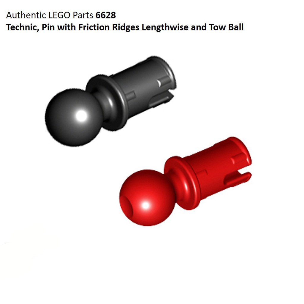 Gạch Lego Technic có trục và đầu bi / Lego Part 6628, 6628a, 2736: Technic, Pin with Friction Ridges and Tow Ball