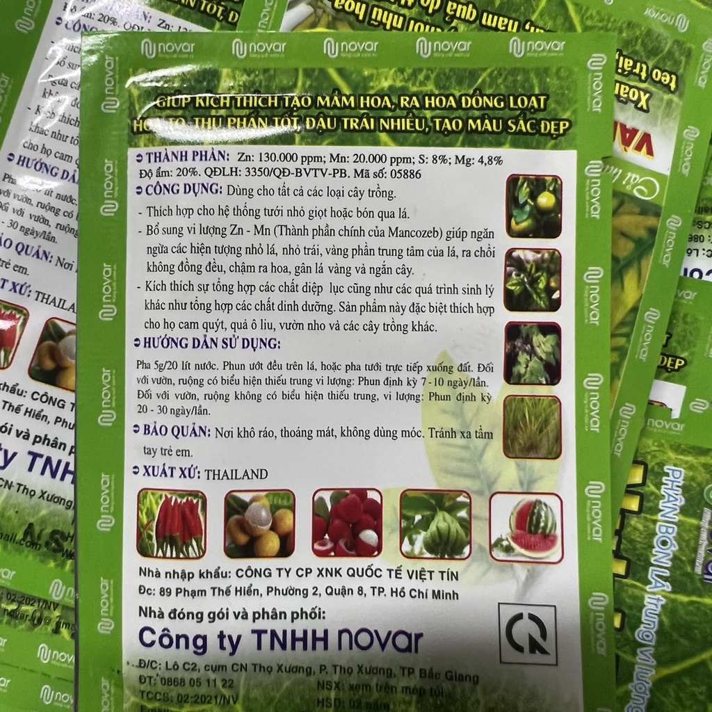 5g Phân bón trung vi lượng Thái Lan Nutri Zinc chống vàng lá, xoăn lá, thối hoa