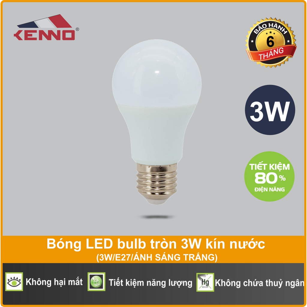 Bóng LED bulb tròn 3W kín nước ánh sáng trắng,vàng - ghi chú màu bóng trước khi đặt hàng