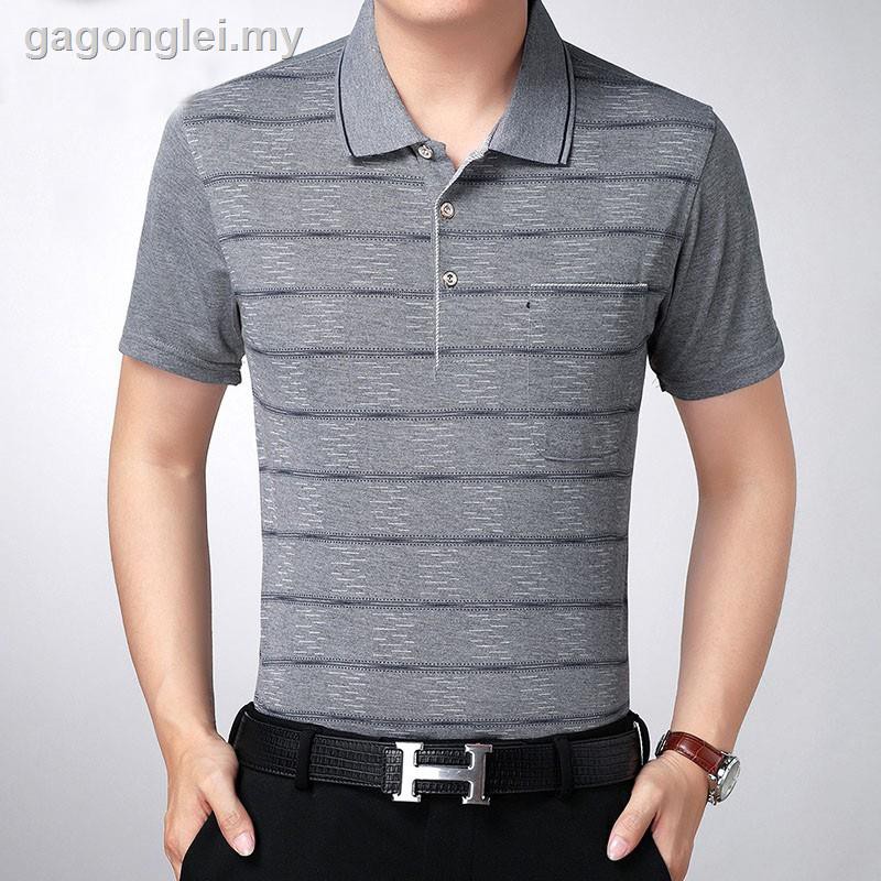 áo polo Vải Cotton Dáng Rộng Thời Trang Mùa Hè Cho Nam Từ 40-50 Tuổi