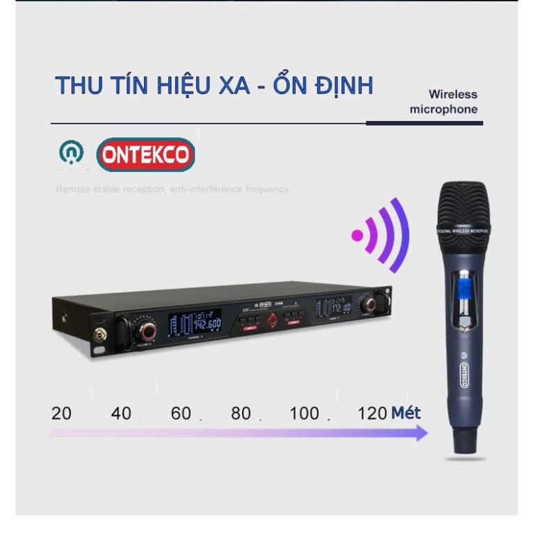 Bộ micro không dây ONTEKCO U10b hát karaoke chuyên nghiệp cao cấp chính hãng bảo hành 24 tháng