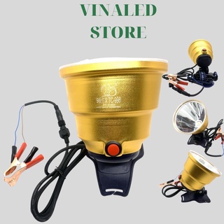 Đèn pin đội đầu đèn kẹp bình ác quy P90 TC 998 dùng soi nấm mối đi biển chóa đèn 13.5cm kèm kính vàng chuyển màu