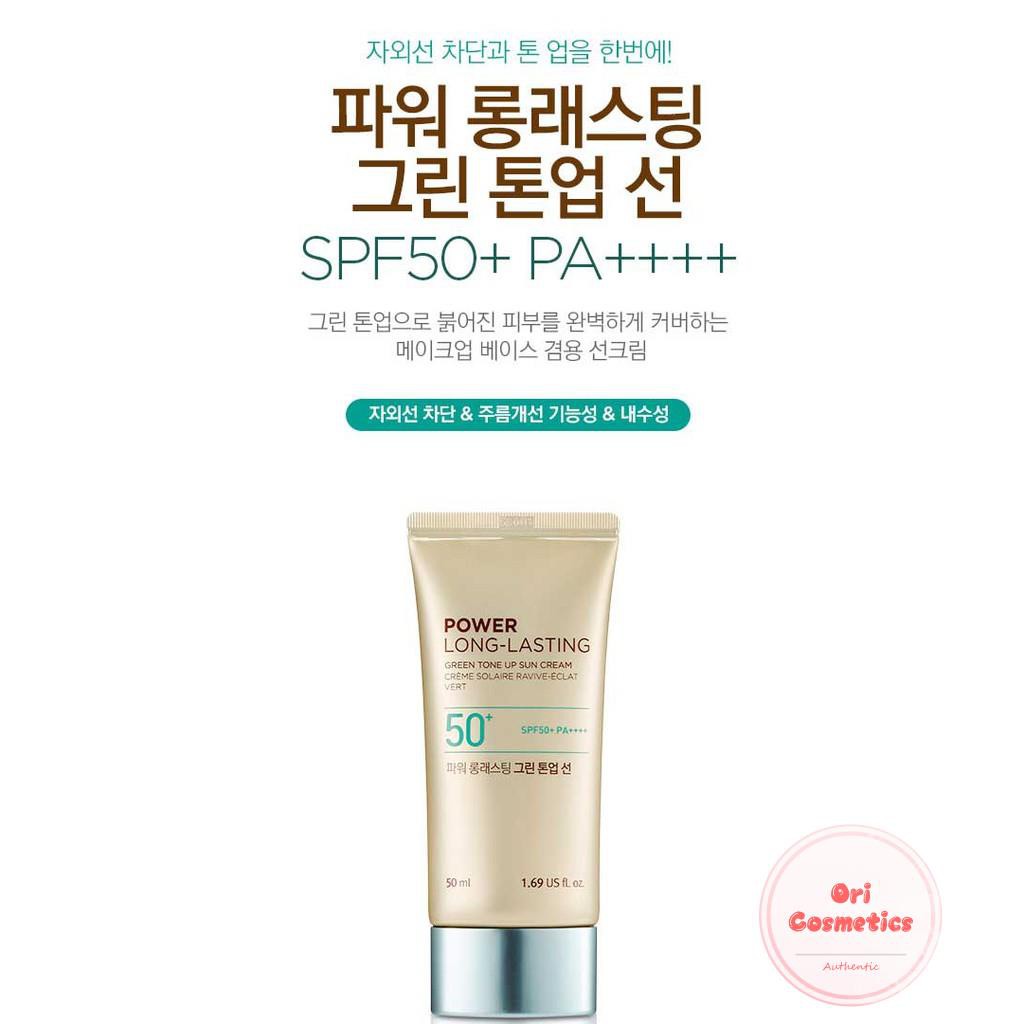 Kem Chống Nắng Nâng Tông Dịu Da TheFaceShop Power Long Lasting Green 50Ml