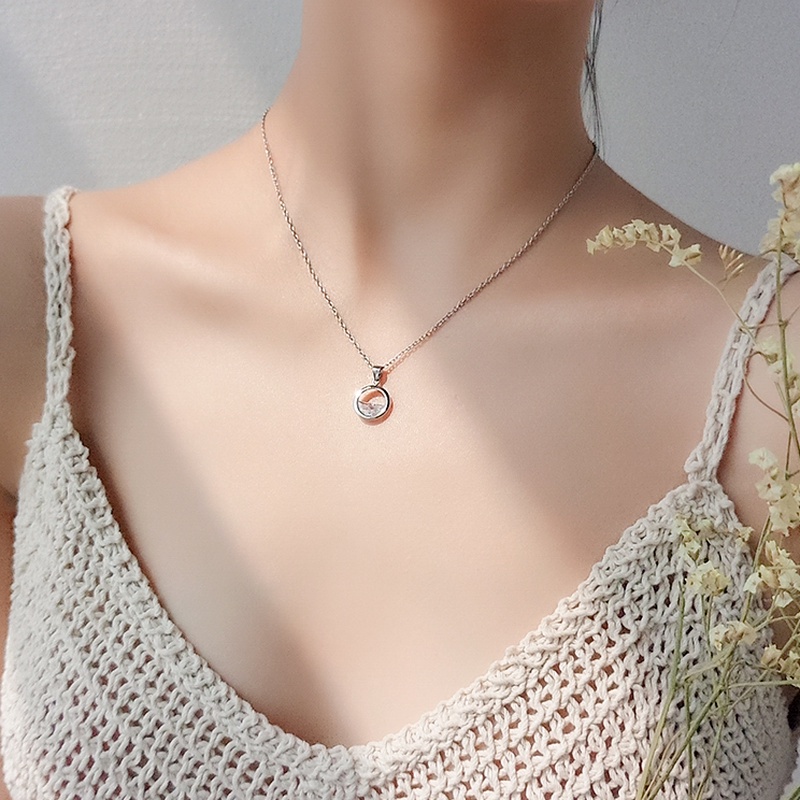 We Flower Vòng cổ Bạc Mặt Hình Giọt Nước Thời Trang Hàn Quốc Cho Nữ