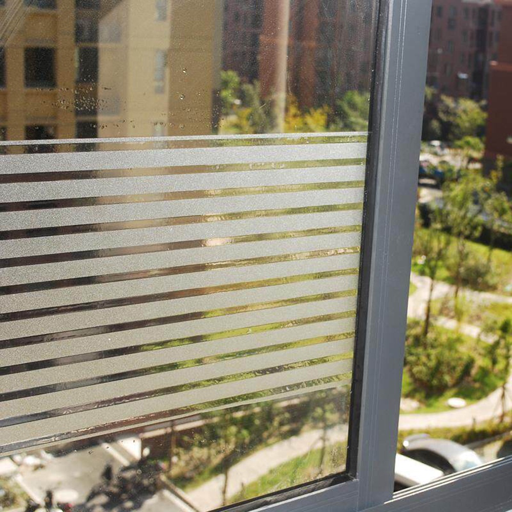 Miếng Dán Làm Mờ Cửa Kính Họa Tiết Kẻ Sọc Tiện Dụng Cho Nhà Tắm/ Văn Phòng