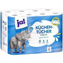 Giấy nhà bếp đa năng JA bịch siêu to 8 CUỘN 51 TỜ 3 LỚP. KT 15*15. Hàng nội địa Đức