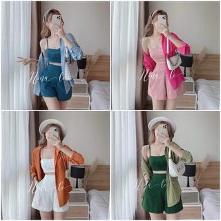 Sét áo sơmi kèm áo bra 2s và quần sooc ngắn siêu hot