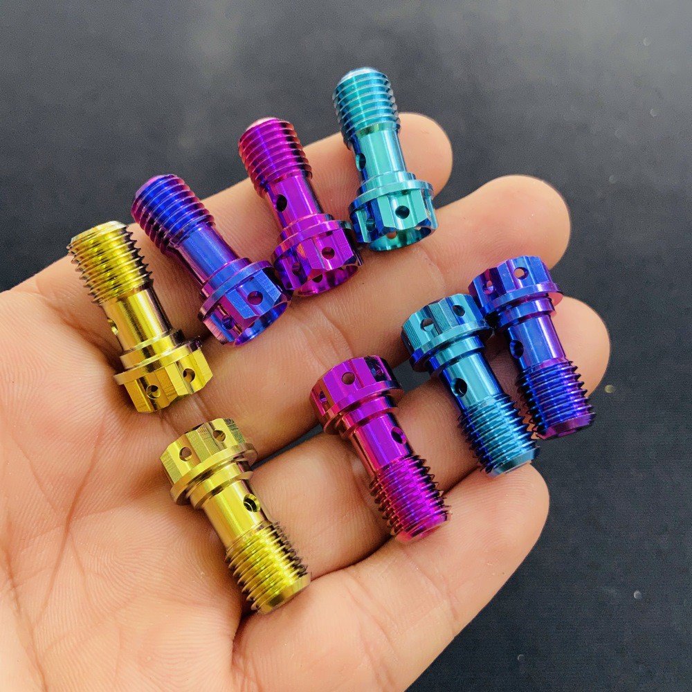 ỐC DÂY DẦU 10LY TITAN GR5 ĐẦU VƯƠNG MIỆN CỰC ĐẸP