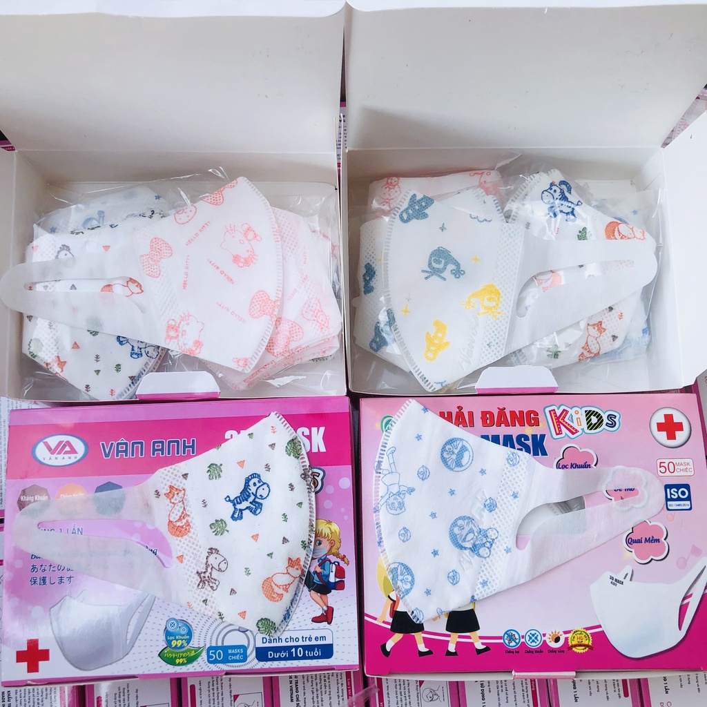[ ẢNH THẬT ] Hộp 50 chiếc khẩu trang 3D mask trẻ em (3D mask cho bé)