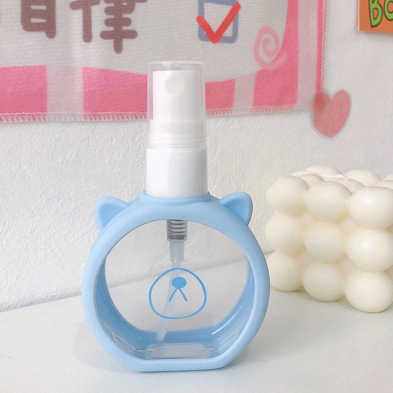 Bình xịt cồn khử trùng mini 55ml hình mèo hoạt hình dễ thương có thể làm đầy lại tiện lợi