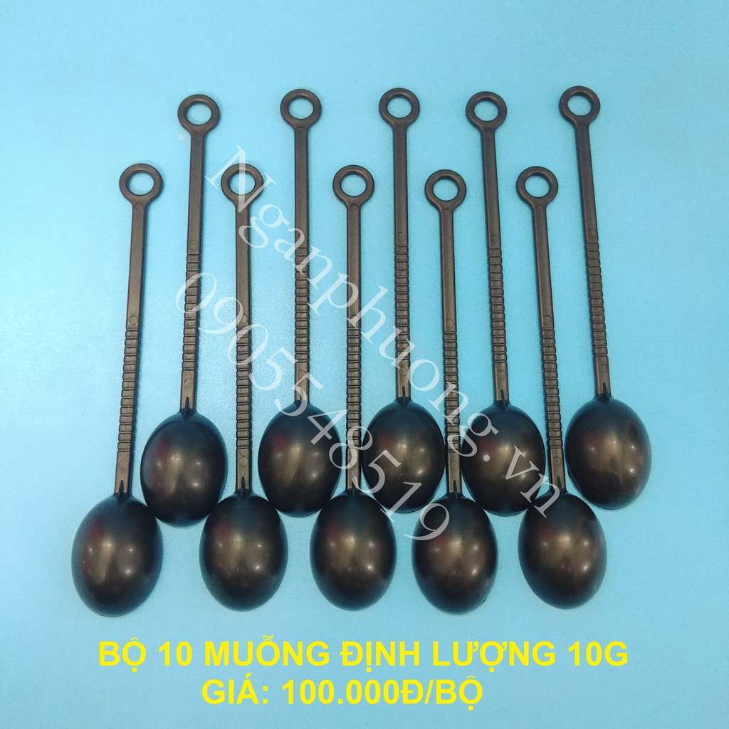 Bộ 5 hoặc 10 muỗng nhựa định lượng 10g, muỗng đong pha chế 10g dài 21cm