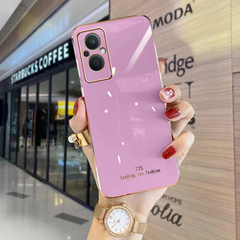 Ốp điện thoại cạnh thẳng mạ màu cho OPPO Reno 7 5g Reno 7Z 5g Reno 7 4G Reno 7Pro 5G A55 A76 A16K Reno 6 4G F11Pro