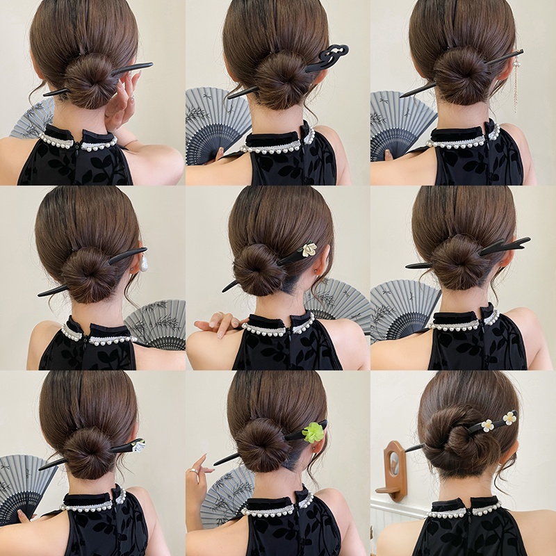 Kẹp Tóc Đơn Giản Màu Đen Phong Cách Retro