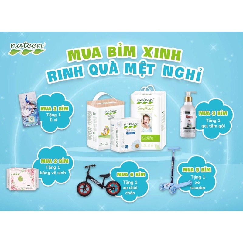 (TẶNG QUÀ) (BỈM NỘI ĐỊA CHÂU ÂU) BỈM DÁN/QUẦN NATEEN BỈ Sd56/Md48/Ld44/Lq54/XLq48/XXL42