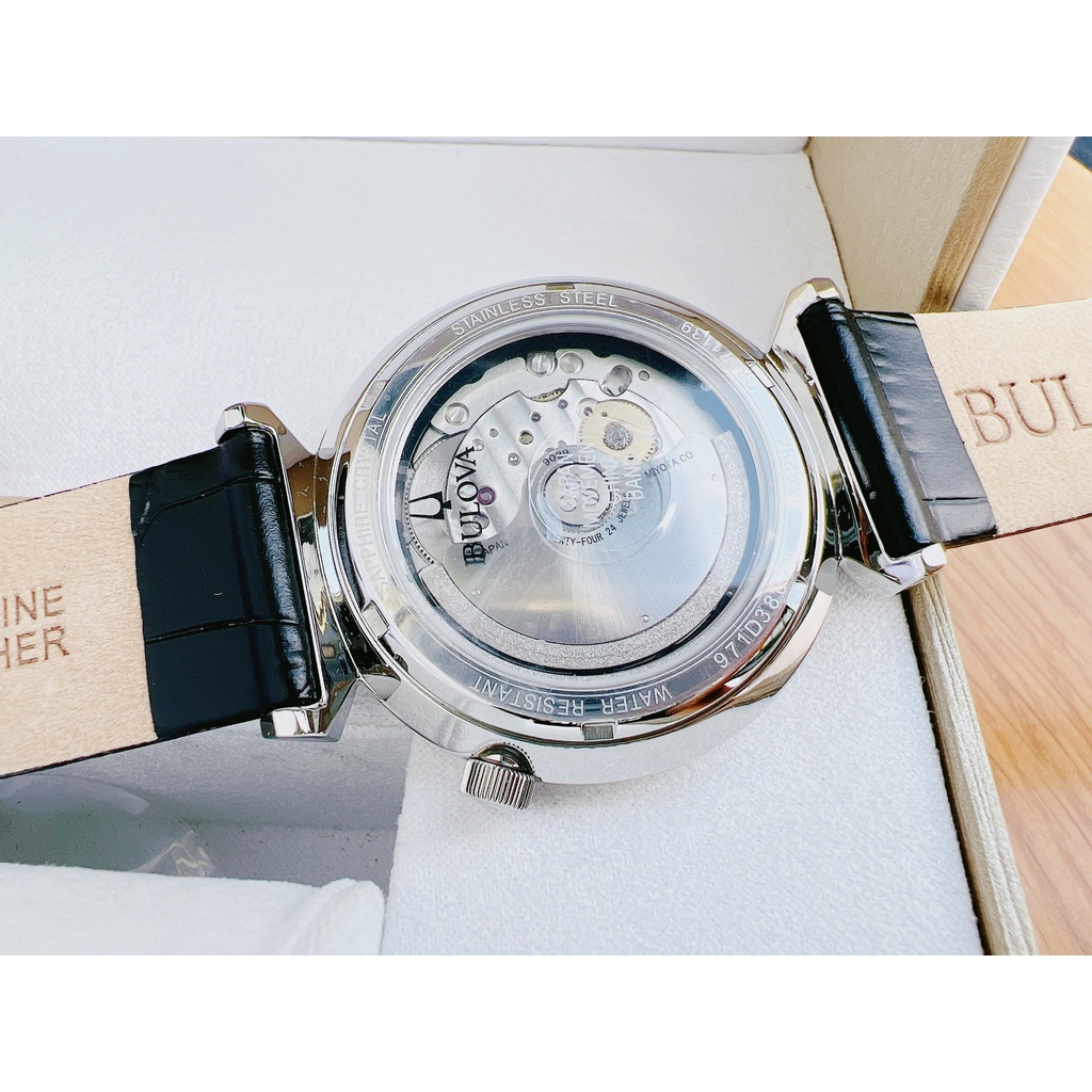 Đồng hồ nam chính hãng Bulova Regatta Automatic Black Dial Leather Strap  96A234- Máy cơ - Kính cứng