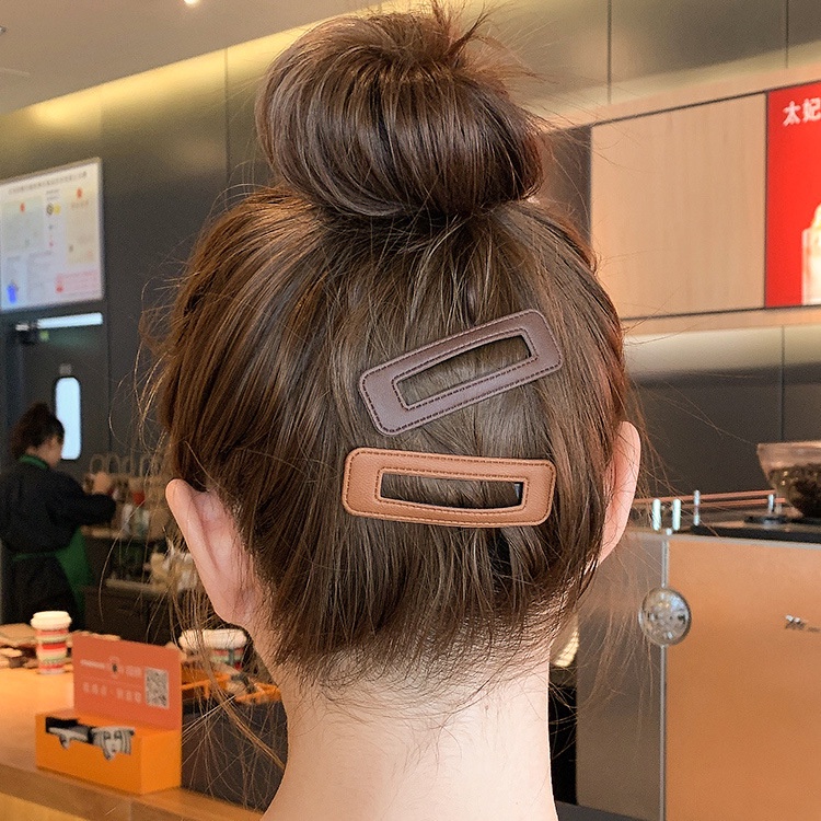 Kẹp tóc BB SEAGLOCA bằng da pu thiết kế đơn giản phong cách retro