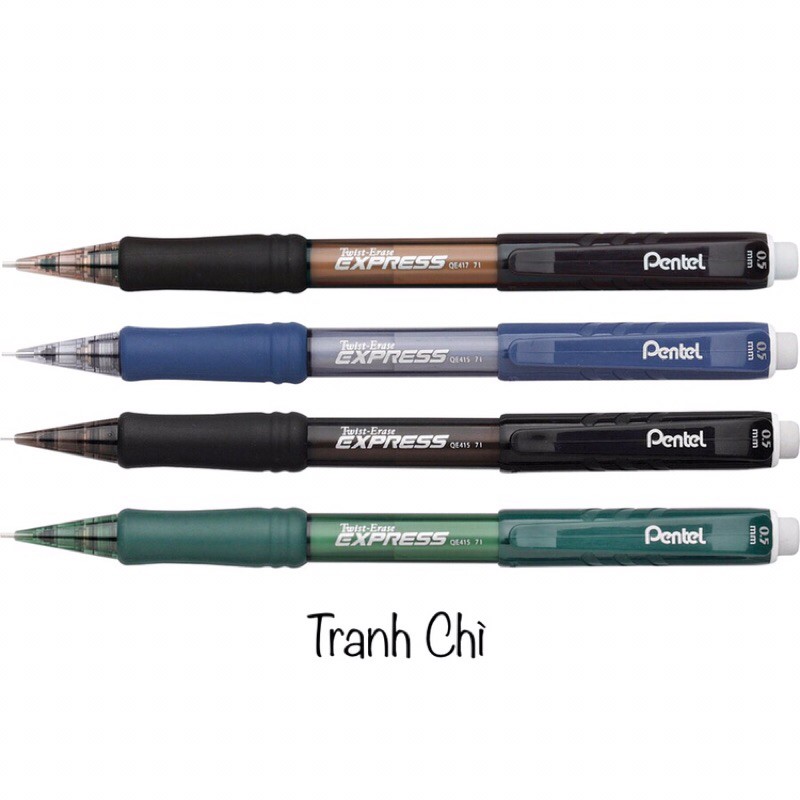 Bút chì kim bấm Pentel gôm vặn đẩy Twist Erase Express XP 0.5mm 0.7mm QE415 QE417 Nhật Bản đủ màu viết chì kim bấm