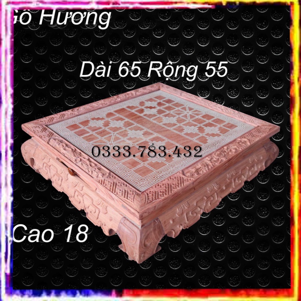 BÀN CỜ TƯỚNG CHIỆN GẤM GỖ HƯƠNG KẺ ĐÁ 55X60