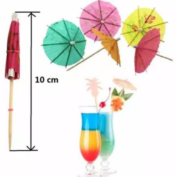 Hộp 100 ô dù giấy trang trí bánh kem, ly cocktai, ô giấy cắm bánh