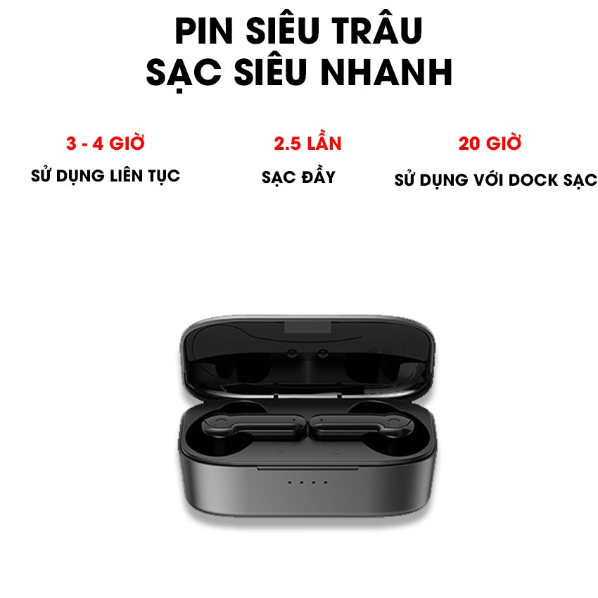 Tai nghe bluetooth không dây 5.0 gaming đàm thoại mini chống nước IPX5 hiển thị led số phần trăm pin Piman P11