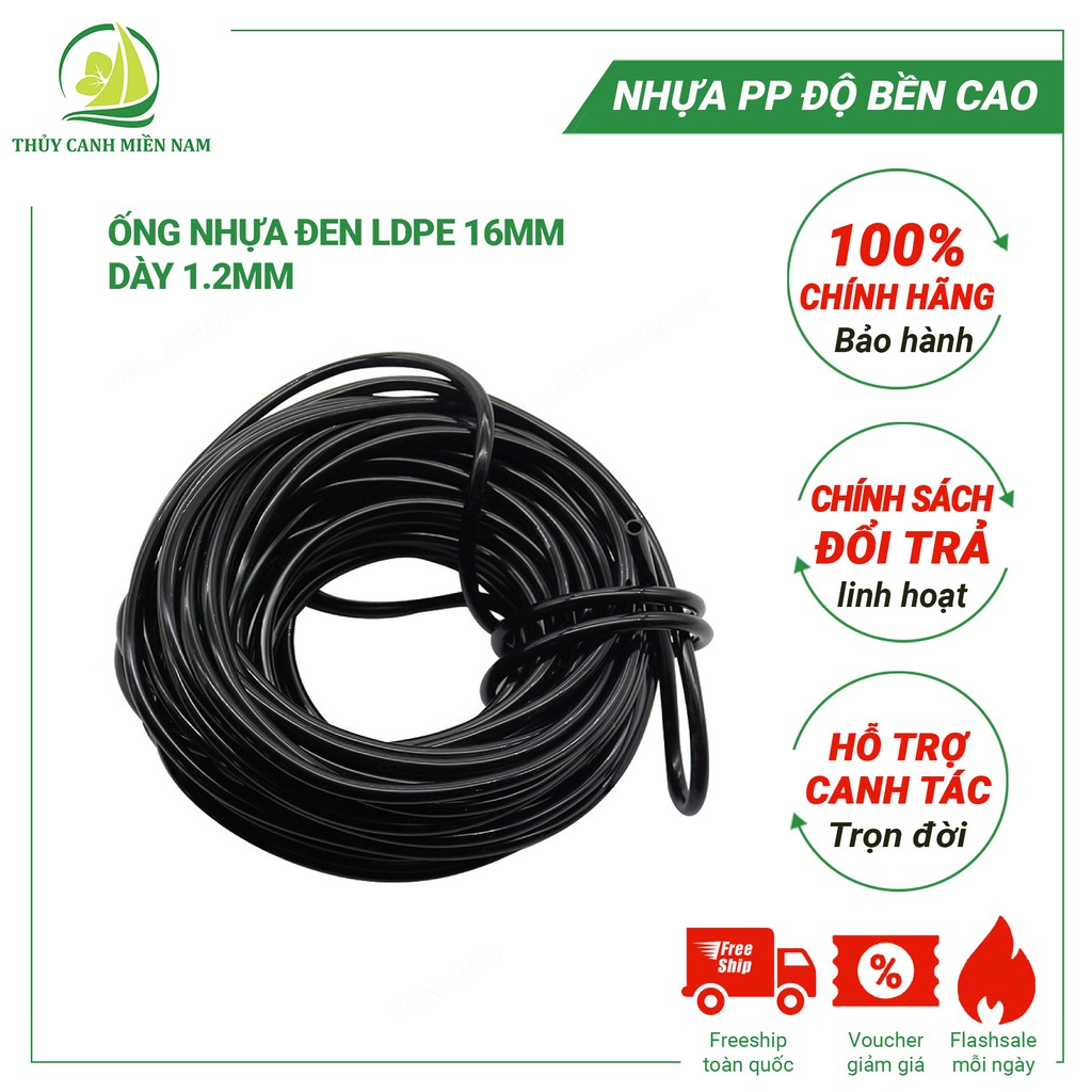 Ống nhựa đen LDPE 16mm - Bộ cấp nước thủy canh