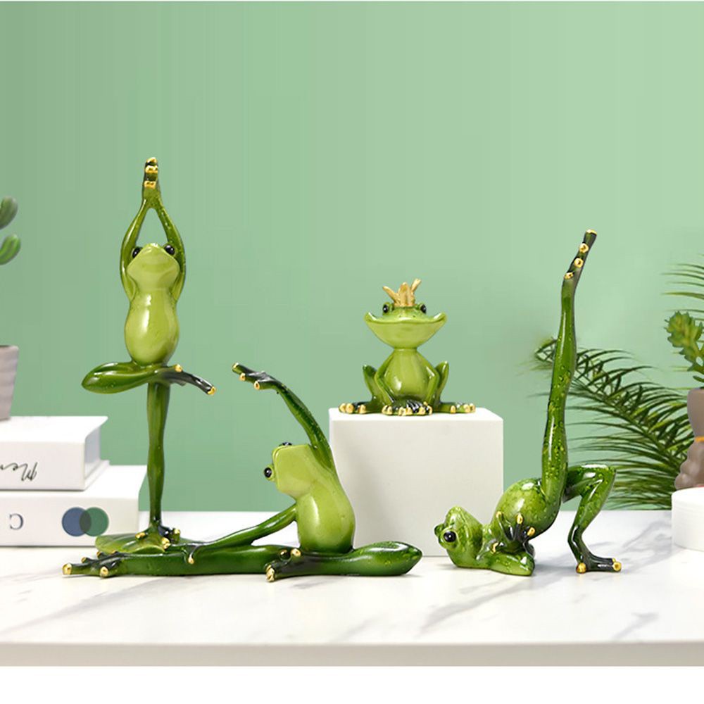 Tượng ếch tập yoga bằng nhựa resin trang trí bàn làm việc