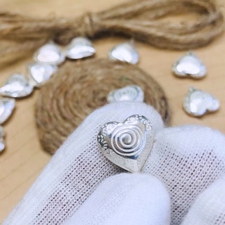 Charm bạc trái tim họa tiết xoáy ốc
