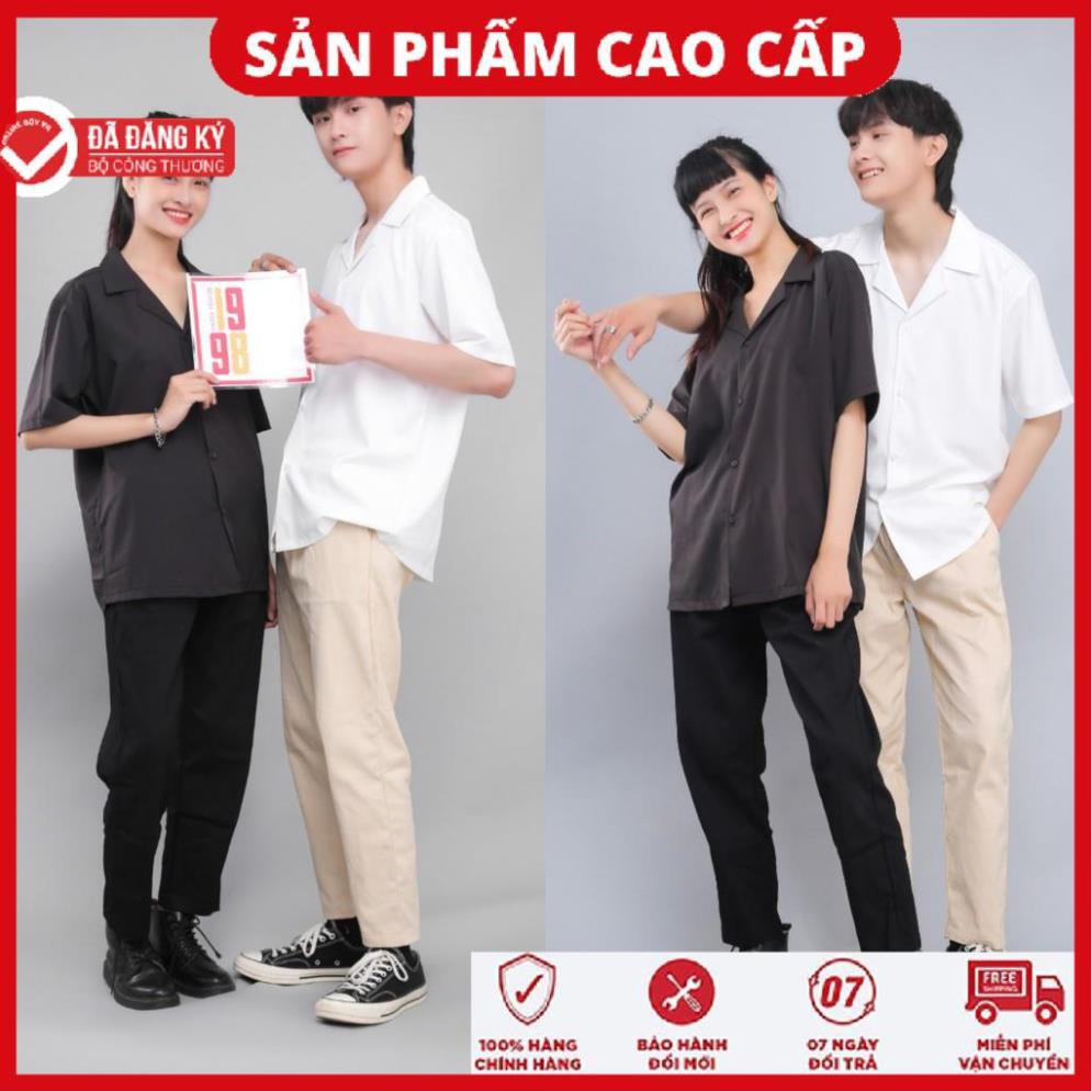 Áo sơ mi tay ngắn áo sơ mi cổ vest tay ngắn from rộng đi học đi chơi