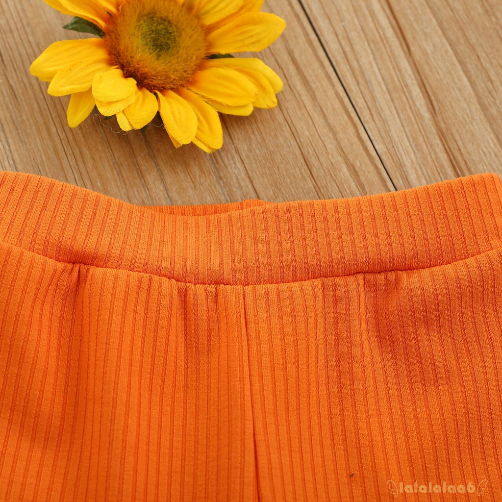 Bộ Áo Dây Họa Tiết Hoa Hướng Dương + Quần Ống Loe Thời Trang Dễ Thương Cho Bé Gái Laa6