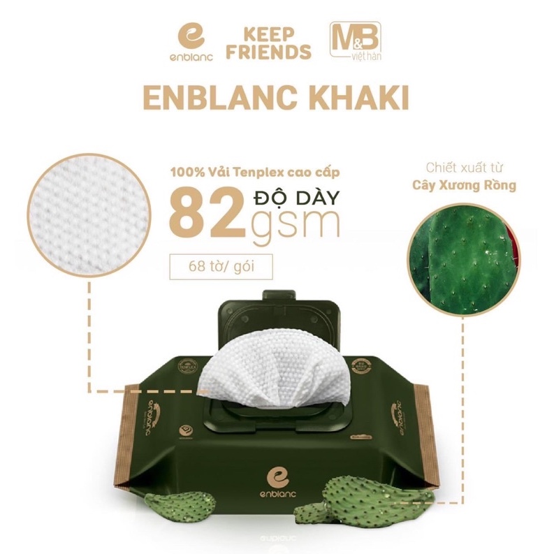 Khăn Giấy Ướt ENBLANC Hàn Quốc Không Gây Kích Ứng Cho Da, Hoàn Toàn Từ Thiên Nhiên