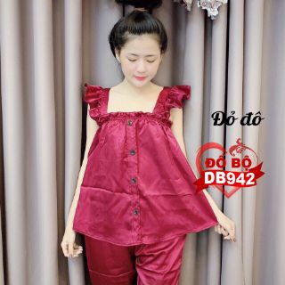 Phi bóng lửng tay bèo đính nút mặc đẹp, chất phi bóng dày dặn