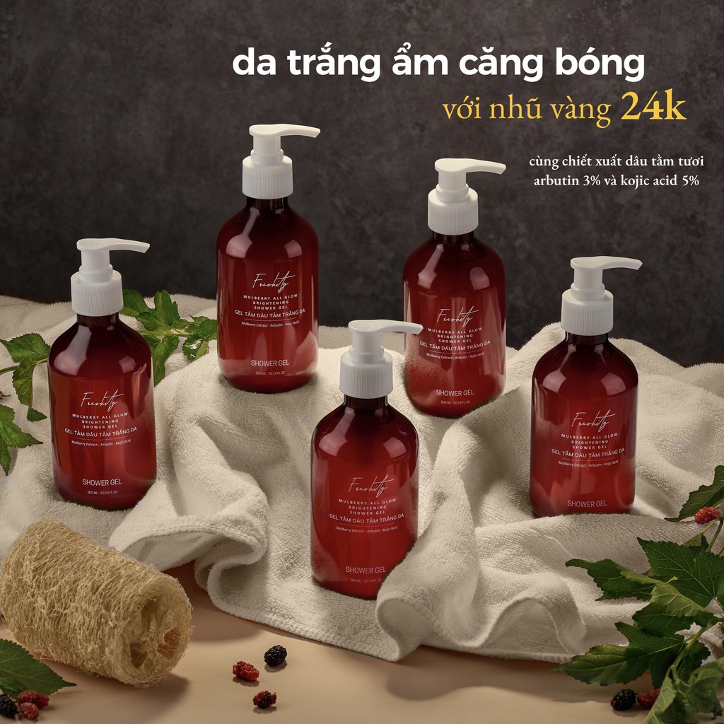 Combo sữa dưỡng thể và gel tắm trắng da Freshity Milky Body Lotion 250g và Mulberry All Glow Brightening Shower Gel 300m