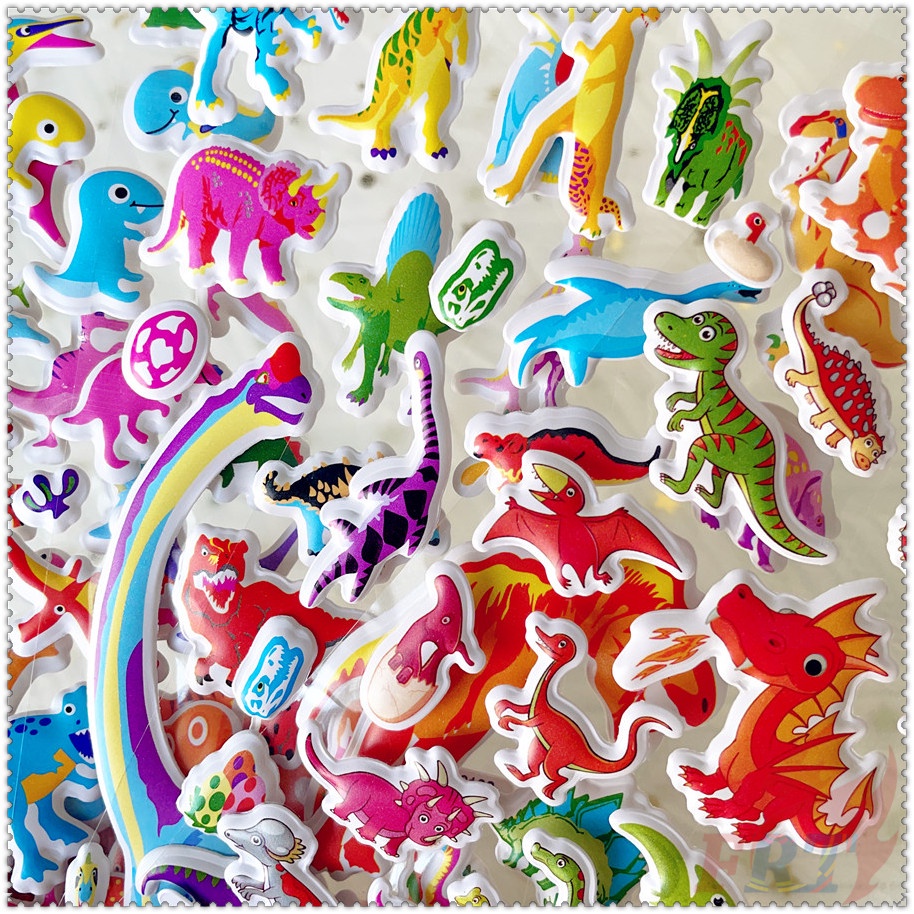 ❀ Sticker Dán Trang Trí Hình Khủng Long Hoạt Hình Q-1 DIY ❀ 1 Miếng Dán Bong Bóng 3D Bằng PVC Chống Nước