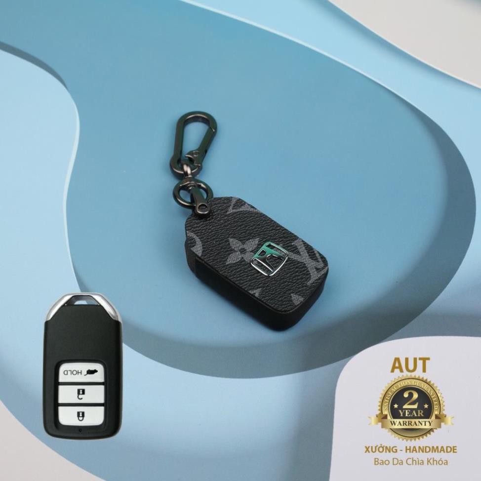 Bao da chìa khóa Smartkey Honda 3 nút (Honda City, CIVIC, ACCORD, CR-V,HR-V,Odyssey) da Canvas L.V xẻ túi