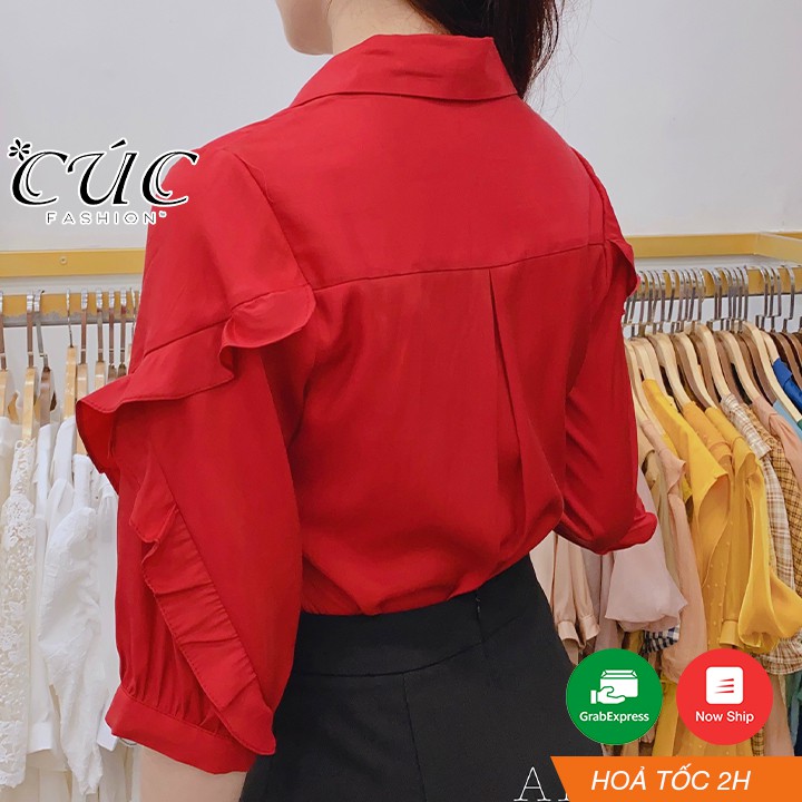 Áo sơ mi nữ cao cấp công sở Cúc Fashion A192 áo somi bèo tay