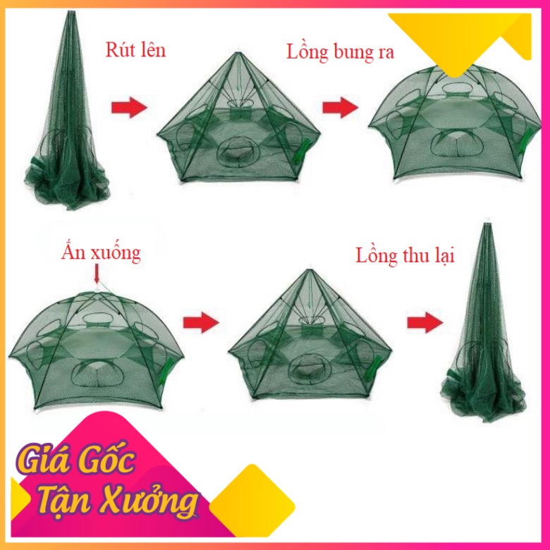 Lồng Ô Bát Quái Tặng Kèm Mồi Dụ, Đủ loại: 4 cửa / 6 cửa / 8 cửa / 12 cửa / 16 cửa