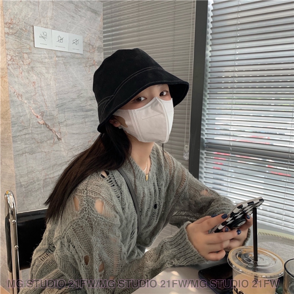 Mũ tai bèo nhỏ không che mặt vải cotton nguyên chất trơn thời trang mùa xuân thu Hàn Quốc dễ phối đồ cho nữ