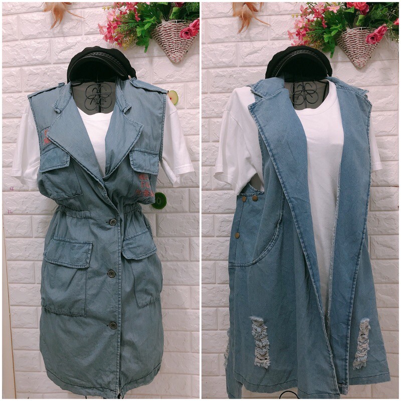 Áo khoác gile jean denim siêu phẩm
