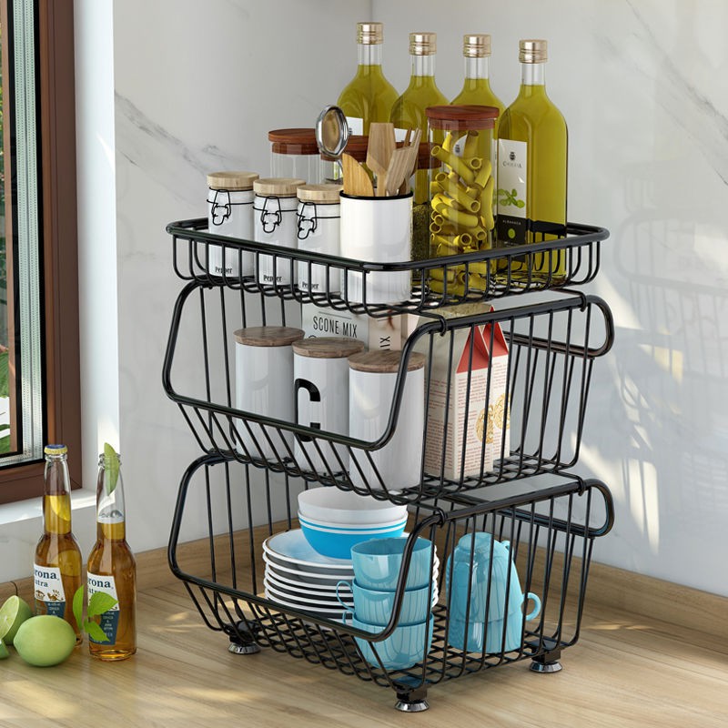 Kệ nhà bếp tầng nhiều Giỏ đựng rau củ quả đa chức năng gia đình lưu trữ di động | BigBuy360 - bigbuy360.vn