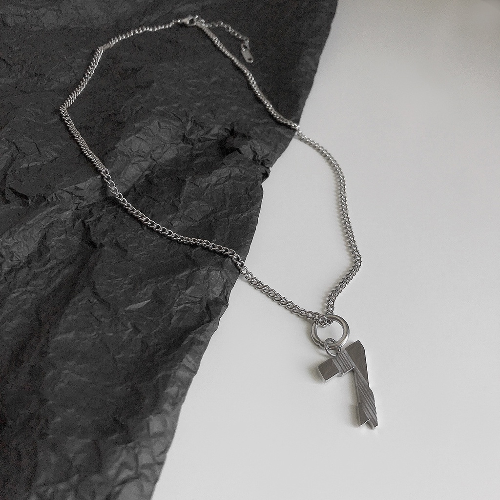 Vòng cổ Thép Titan Mặt Số 7 Phong Cách hip hop Cá Tính Cho Nam Nữ