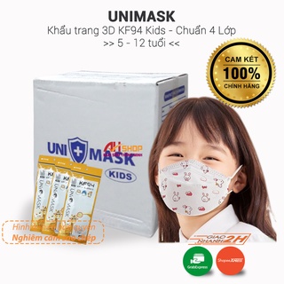 Sỉ thùng 300 chiếc khẩu trang trẻ em KF94 UNIMASK 4 lớp Chính hãng, kháng khuẩn, chống bụi mịn giá xưởng