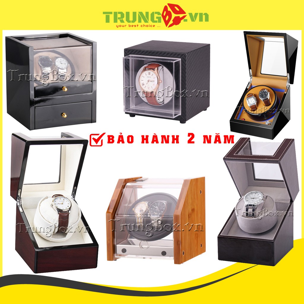 [MOTOR NHẬT] Hộp Xoay Đồng Hồ Cơ 1 &amp; 2 Ngăn - Vỏ Da &amp; Vỏ Gỗ | SAIKE chính hãng