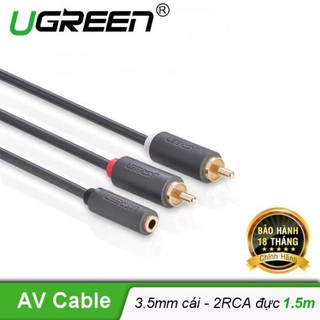 Dây cáp 3.5mm cái ra 2 đầu RCA đực dài 1.5M UGREEN AV111 10548
