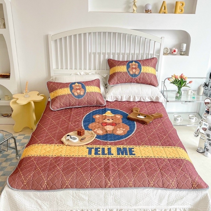 Chiếu điều hoà mủ cao cao su 5D loại 1 mềm mịn thoáng mát (tạng kèm 2 vỏ gối cùng bộ)