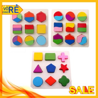 [Hàng Chất Lượng] Bảng xếp các hình khối gỗ nhiều màu sắc  - Đồ chơi gỗ 005 006 007