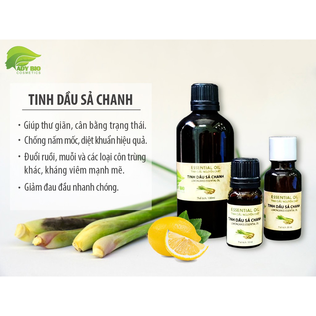 Tinh Dầu Sả Chanh Nguyên Chất 10ml xông phòng - AN TOÀN cho bé - Cam kết 100% từ thiên nhiên.